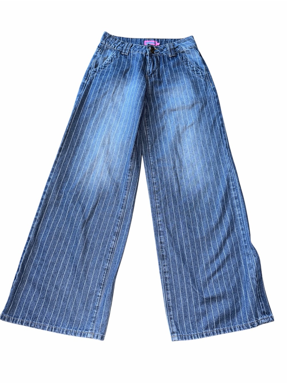 Edikted Wide Leg Pinstripe Blue Women’s Jeans